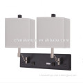 High quality Europe style black rocket switch and power outlet duoble wall lamp for hotel bedside